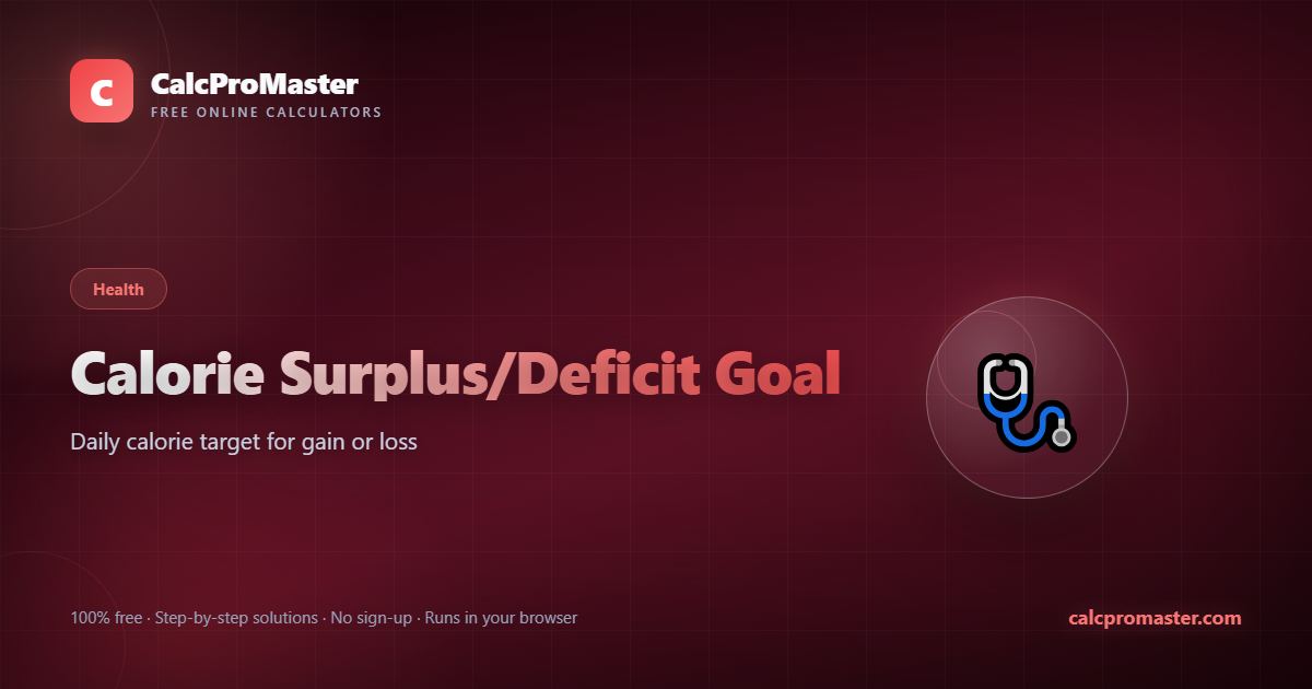 Calorie Surplus/Deficit Goal calculator — free online tool