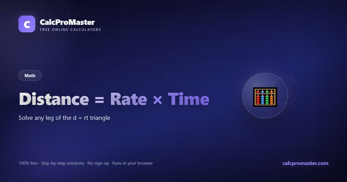Distance = Rate × Time calculator — free online tool